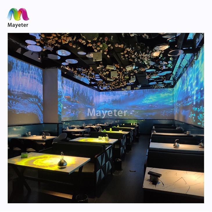 Immersive Restaurant Dining Table Interactive Projection 3D Holographic Immersive